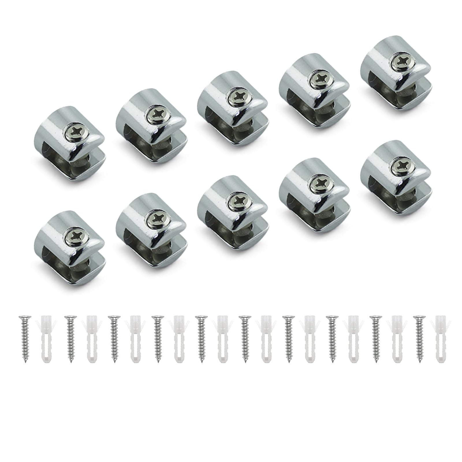 10Pcs Zincs Alloys Glass Shelf Clamp Brackets Clip Cabinet Shelf Plates Flat Back Mount Holder Enduring Zinc Alloy Glass Clamp Brackets