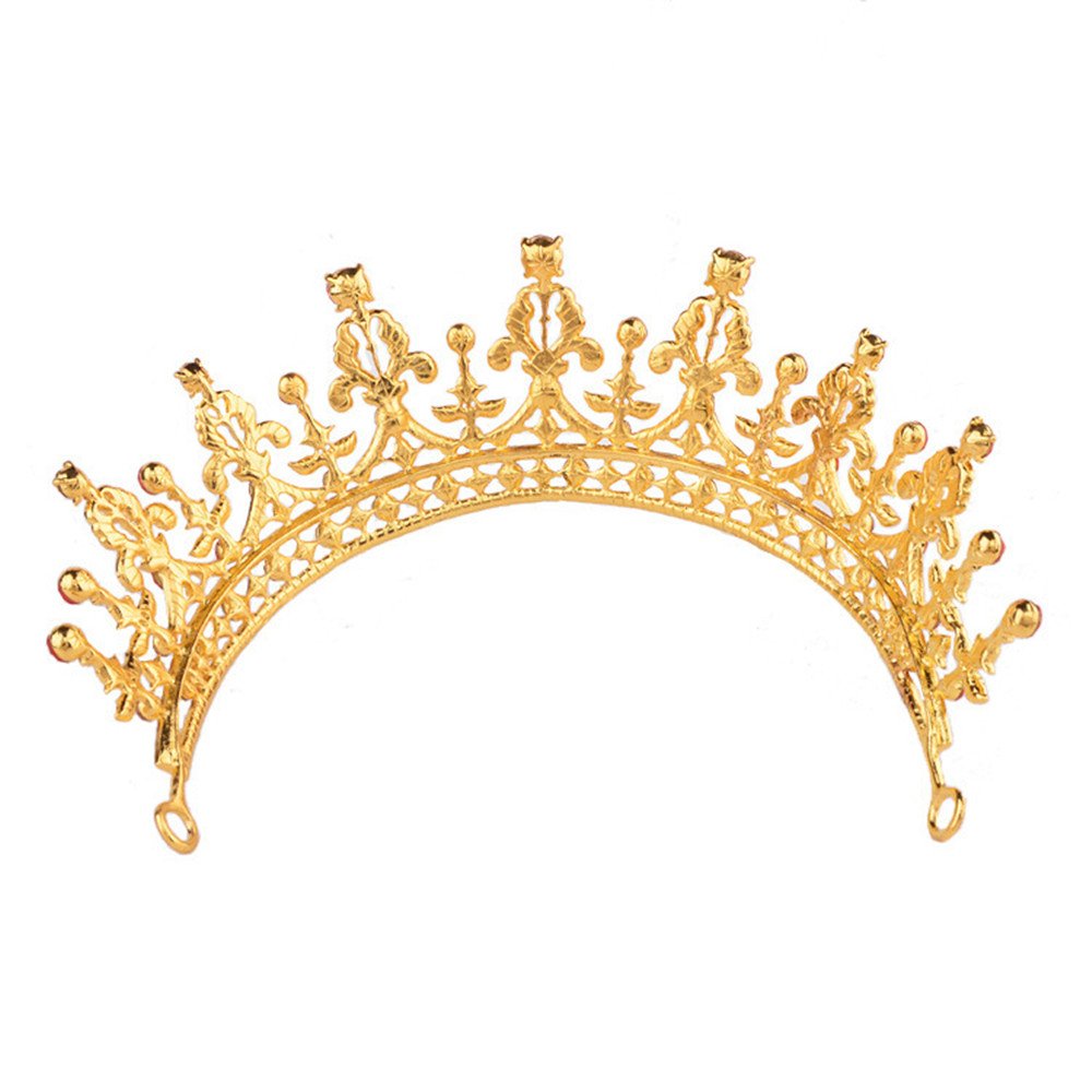 Wedding Prom Queen Crown Pageant Crowns Princess Crown Rhinestone Crystal Bridal Crowns Tiaras for Women (gold with red crystal)