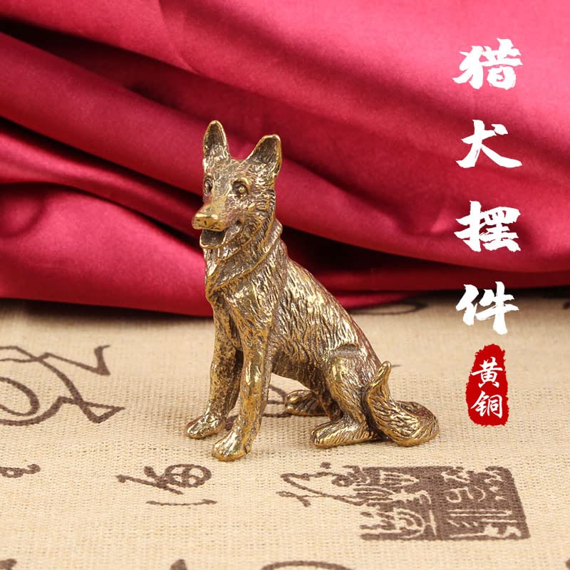 Amazon.com: zhangruixuan-shop黄铜仿古猎犬桌面摆件纯铜生肖狗旺财摆