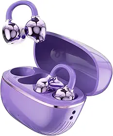 Fones de Ouvido Bluetooth, INAVA, Fone de Ouvido Esportivo com Clipe de Concha, 72 Horas de Bateria, Design Confortável para Ouvidos Pequenos e Quem Usa Óculos, Exercício, treinamento físico (Roxo)