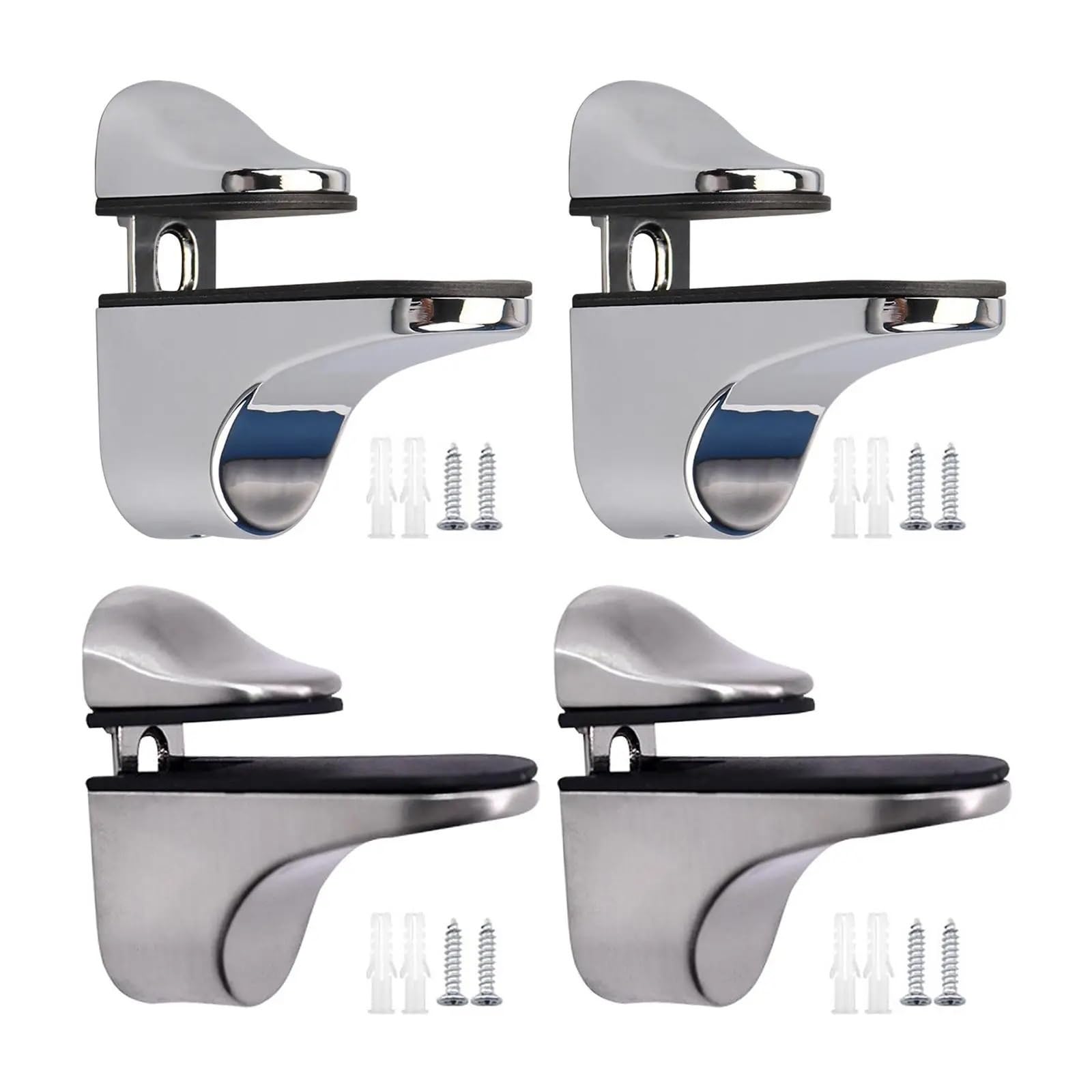 6PCS Glass Shelf Support Clamp for 3-21mm Wood with Screws Replacement(Brushed)