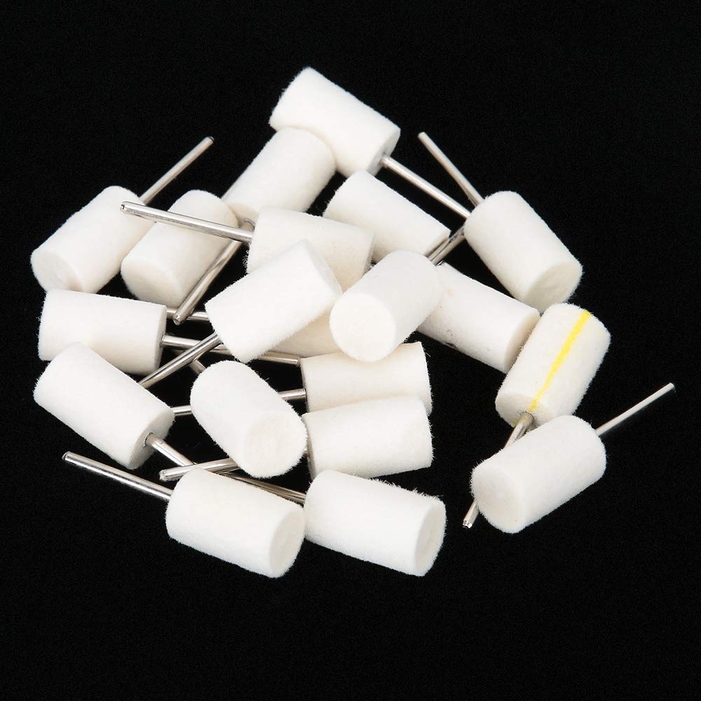 20pcs 2.35mm ruote lucidanti in feltro di lana, gambo lana lucidatura lucidatura mola testa gioielli strumento di lucidatura accessorio per acciaio inossidabile, prodotti in legno
