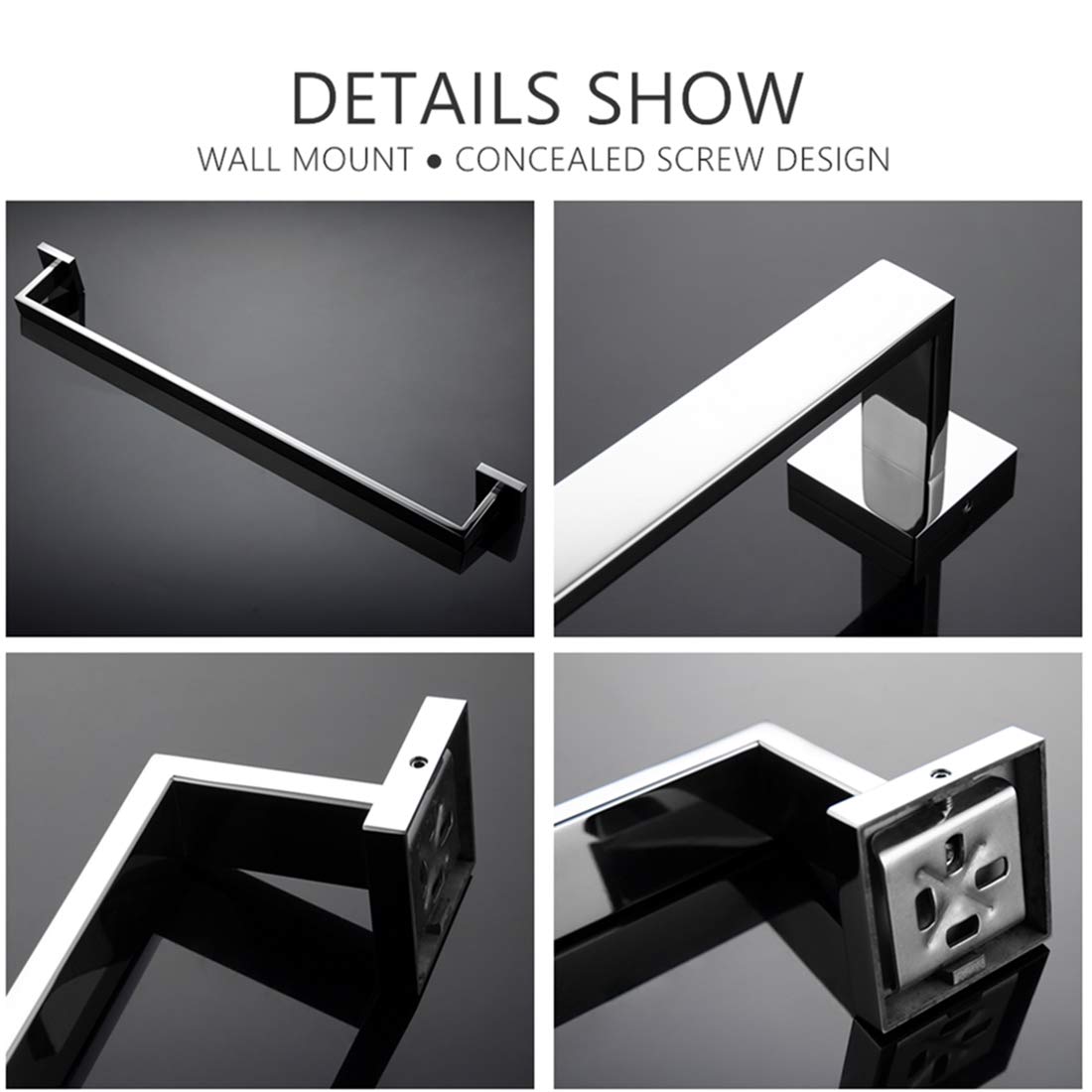 VELIMAX - Set di Accessori da Bagno in Acciaio Inox, Montaggio a Parete, Finitura Lucida Contemporaneo 30" Towel Bar Lucidato.
