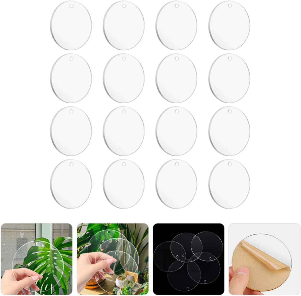 Cabilock 16pcs Acrylic Discs Round Blank Panels Lightweight with Smooth Edges Design for Tabletop Craft and Professional Projects
