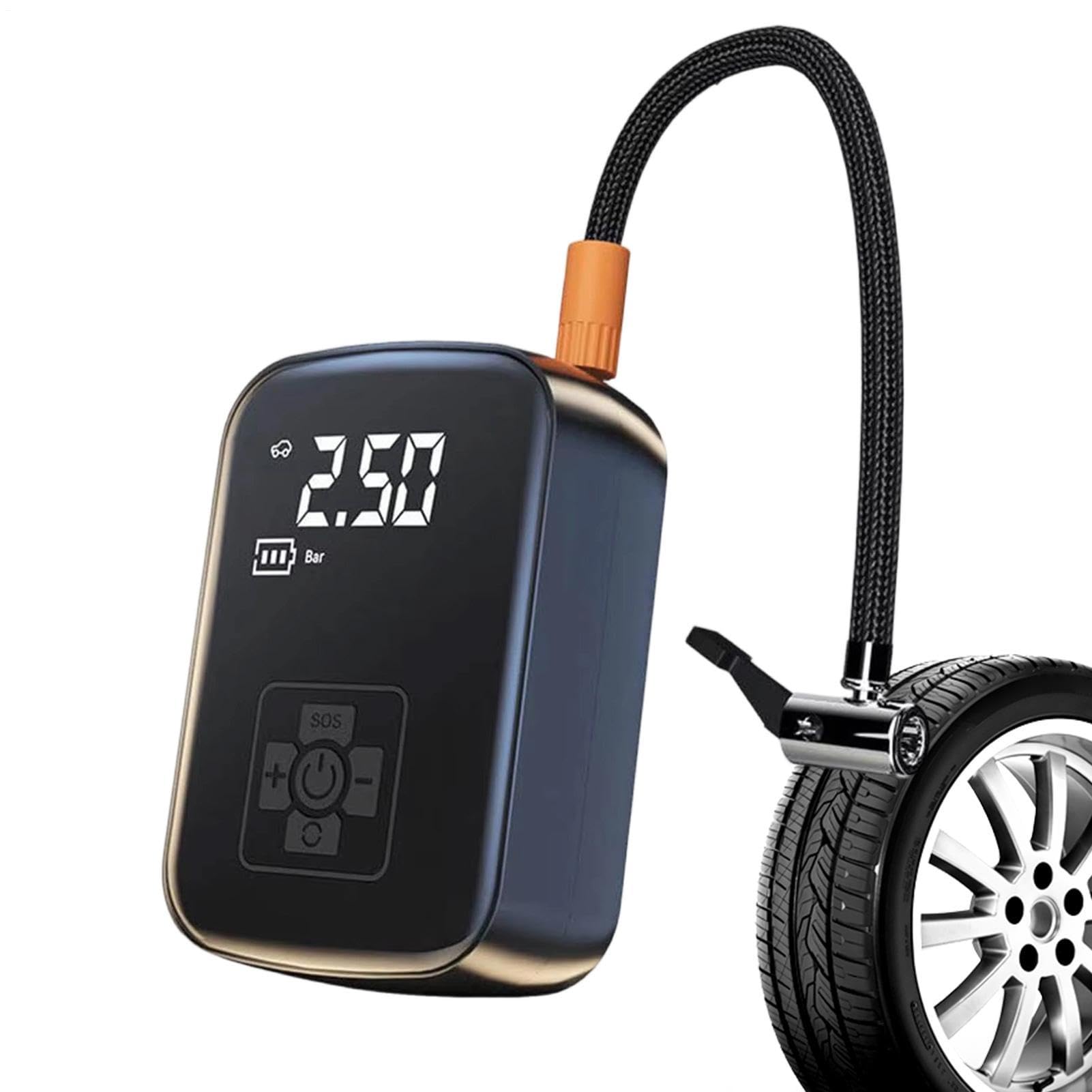 Pompka Samochodowa Mini Bezprzewodowa Z Auto-Wyłączaniem I Wyświetlaczem | Pompka Do Opon Samochodowych Do Samochodu, Roweru, Motocykla, Piłek, , Materacy I Wycieczki