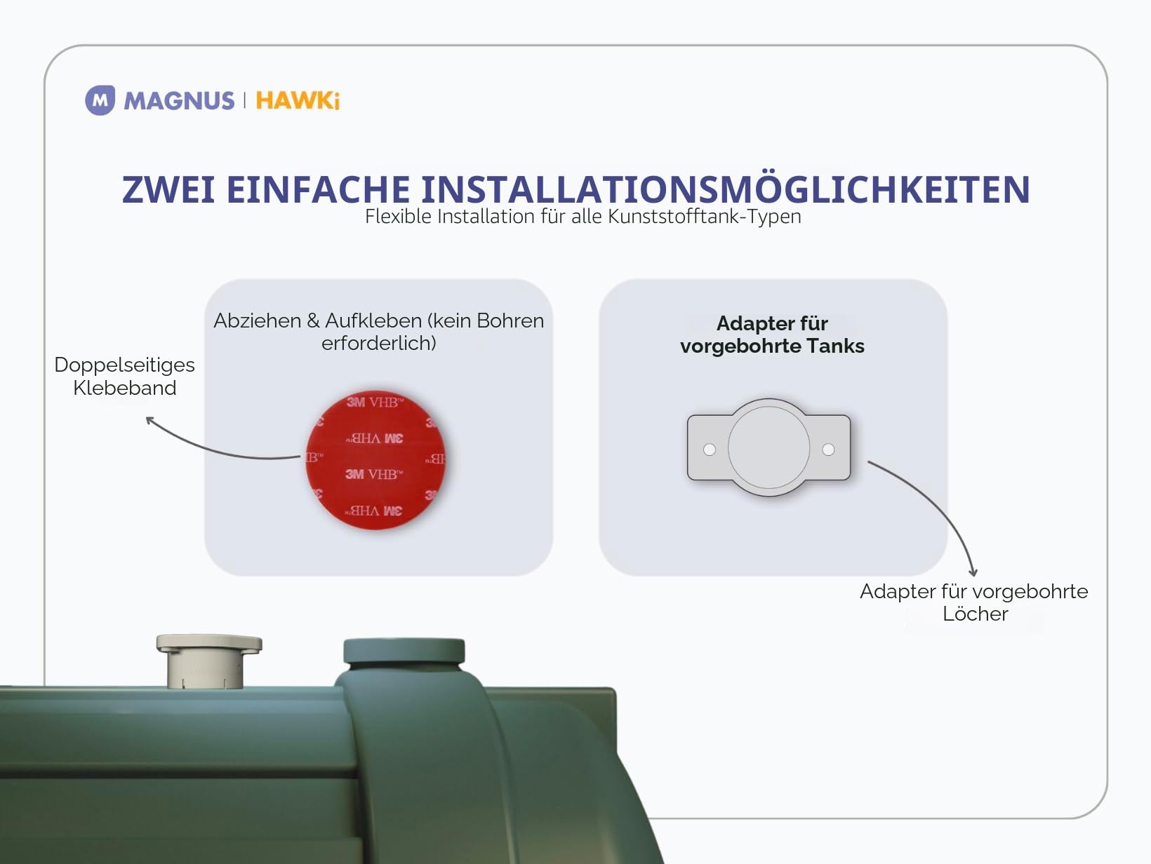 Magnus HAWKi Smart Öltank-Füllstandsmesser Radar-Messgerät – Bluetooth-Verbindung zur Telefon-App, universell passend – kein Bohren erforderlich – Kunststoff-Öltank-Füllstandsanzeige