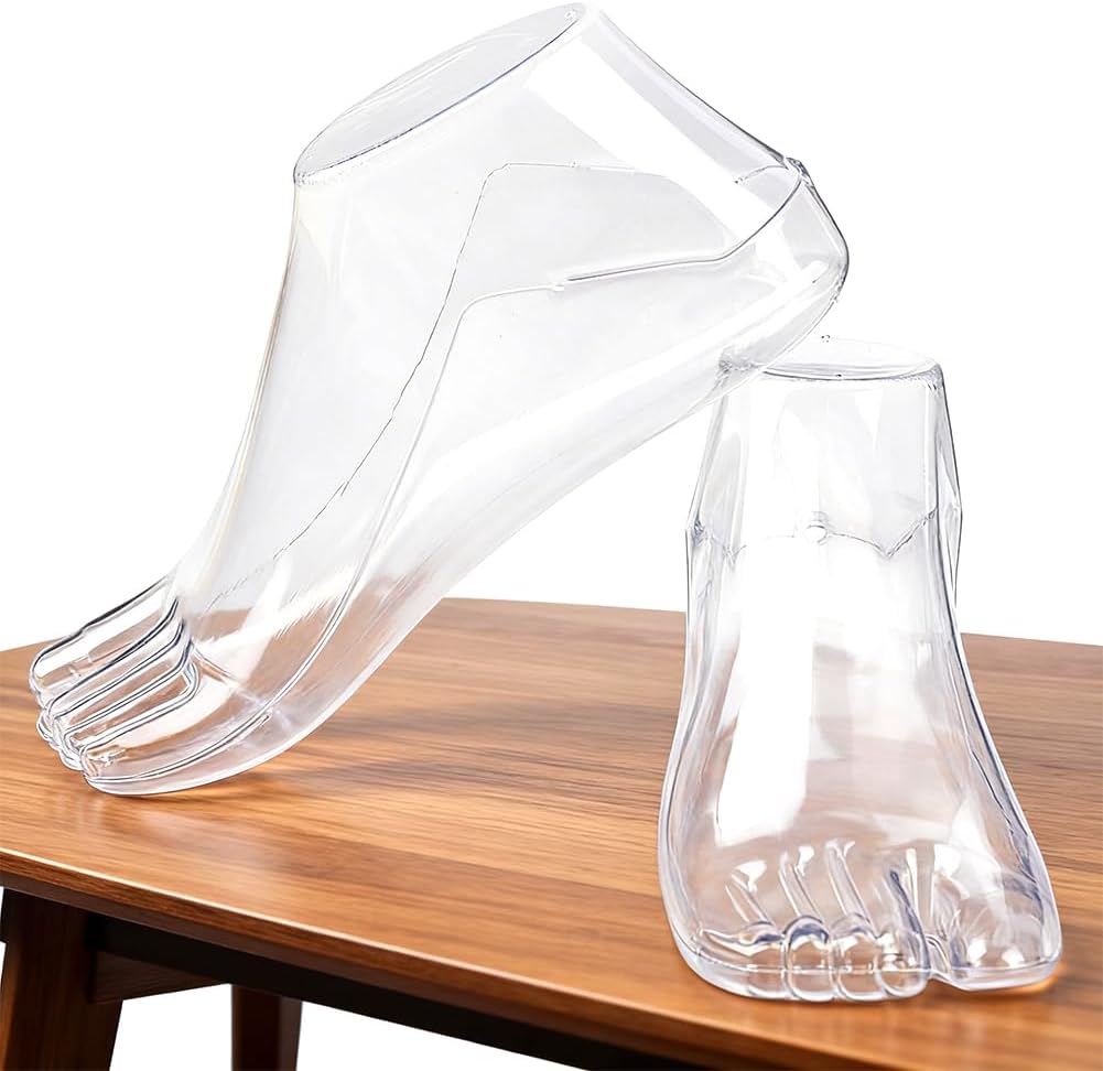1 Pair Clear Female Foot Model Tools PVC Stretcher Sandal Support Shaper Transparent Feet Mannequin Ankle Shoes Display Accessories for Jewerly Socks avoidinging Shoe Bending and Creasing