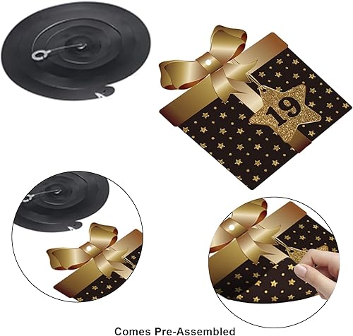 Miniatura 5 de Decoración de techo de remolinos colgantes para fiesta de cumpleaños número 19, celebración, 19 remolinos colgantes de papel de aluminio con