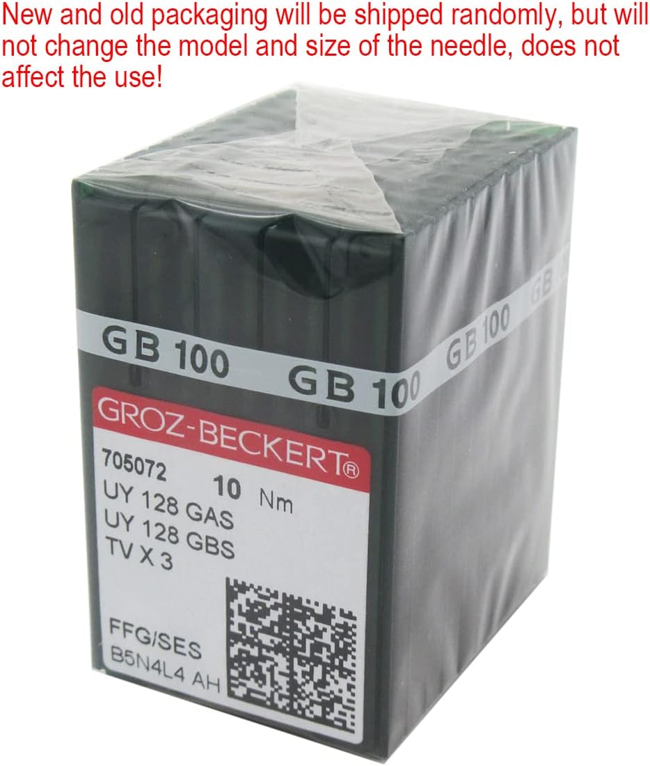 GROZ-BECKERT Needle in CKPSMS Clear Plastic Box-100PCS Groz-Beckert UYX128GAS / UYX128GBS / TVX3 CoverStitch Machine Needles (Needle Size:8/60)