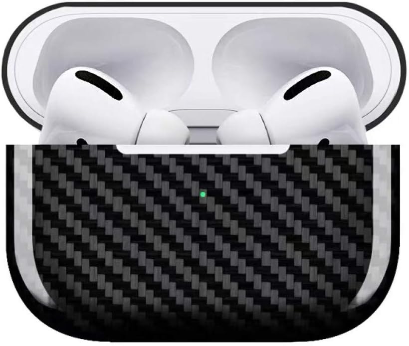 Safedome Genuine Carbon Fiber Premium AirPods Pro Hard Cover Case, Supports Wired & Wireless Charging, Front LED Visible and Ultra Slim Shockproof Protect (Matte)