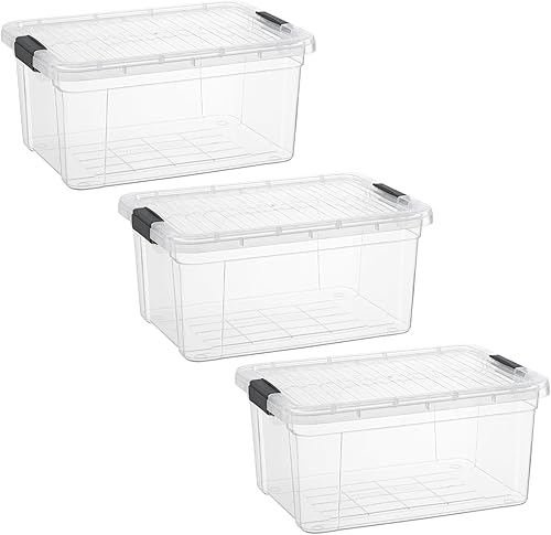 Miniatura 26 de Superio Cajas de almacenamiento transparentes con tapas, contenedores de plástico de 2.5 cuartos de galón para organizar, cajas apilables, sin BPA,