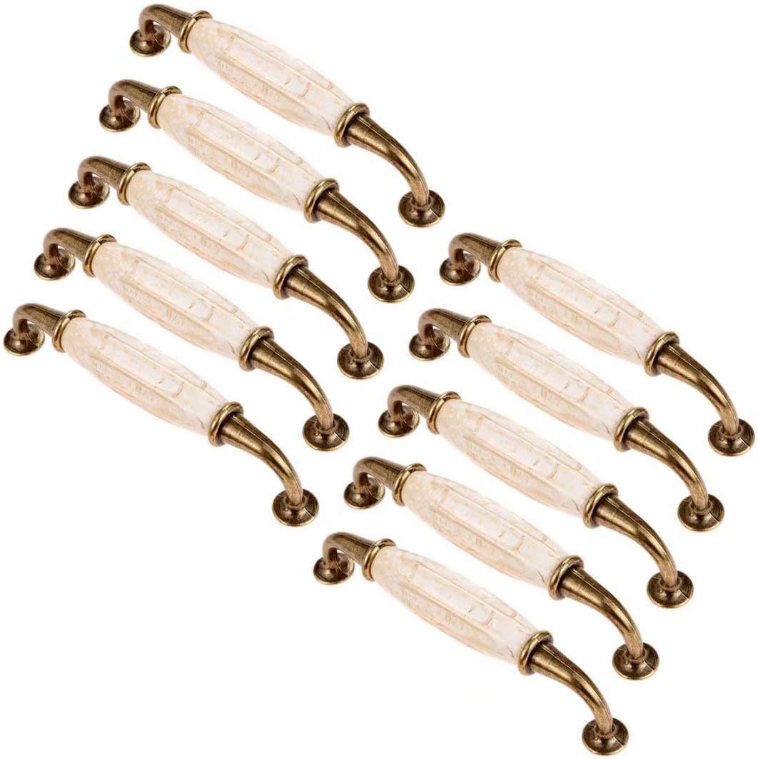 Door Handles,Ceramic Door Knobs, Cupboard Handle,10pcs Dresser Pulls,Ceramic Door Handles,Marble Cabinet Knobs, Cupboard Wardrobe Drawer,B-96MM (Color : A96mm)