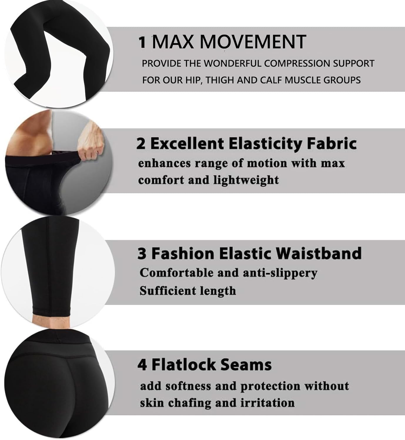 Queerier Men’s Compression Pants Cool Dry Workout Leggings Athletic Sports Base Layer Bottoms Running Tights - Image 5