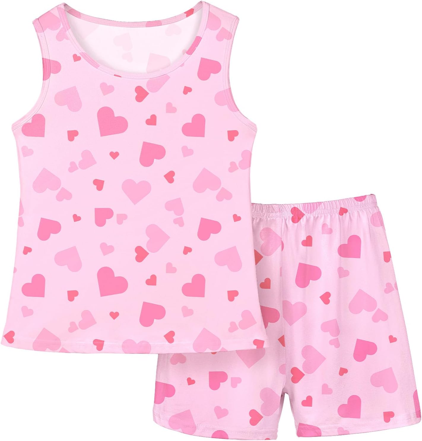 ICOSY Girls Pajamas 2 PCS Kids Pajamas Tank Tops and Shorts Clothes for Toddler Girls Size 8-15