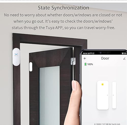 Miniatura 9 de SEHOMY Paquete de 1 alarma con sensor de puerta WiFi, sensor de contacto abierto de puerta inteligente, notificación de aplicación en tiempo real,