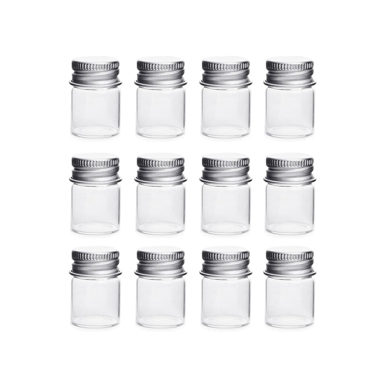 Ericotry Clear 5Ml Sample Vials Mini Glass Bottles With Aluminum Screw Top Strong Cute Empty Sample Jars For Message Bottle, Samples, Scrap-Booking,Wedding Favors Wedding Decorations Jewelry Accessories