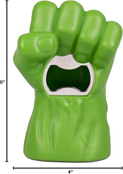 Marvel Avengers Hulk Bottle Opener - Open Your Beverage Like A Super Hero - Officially Licensed - Bar Man Cave Gift for Adults, Men, Dad - 6 Inches