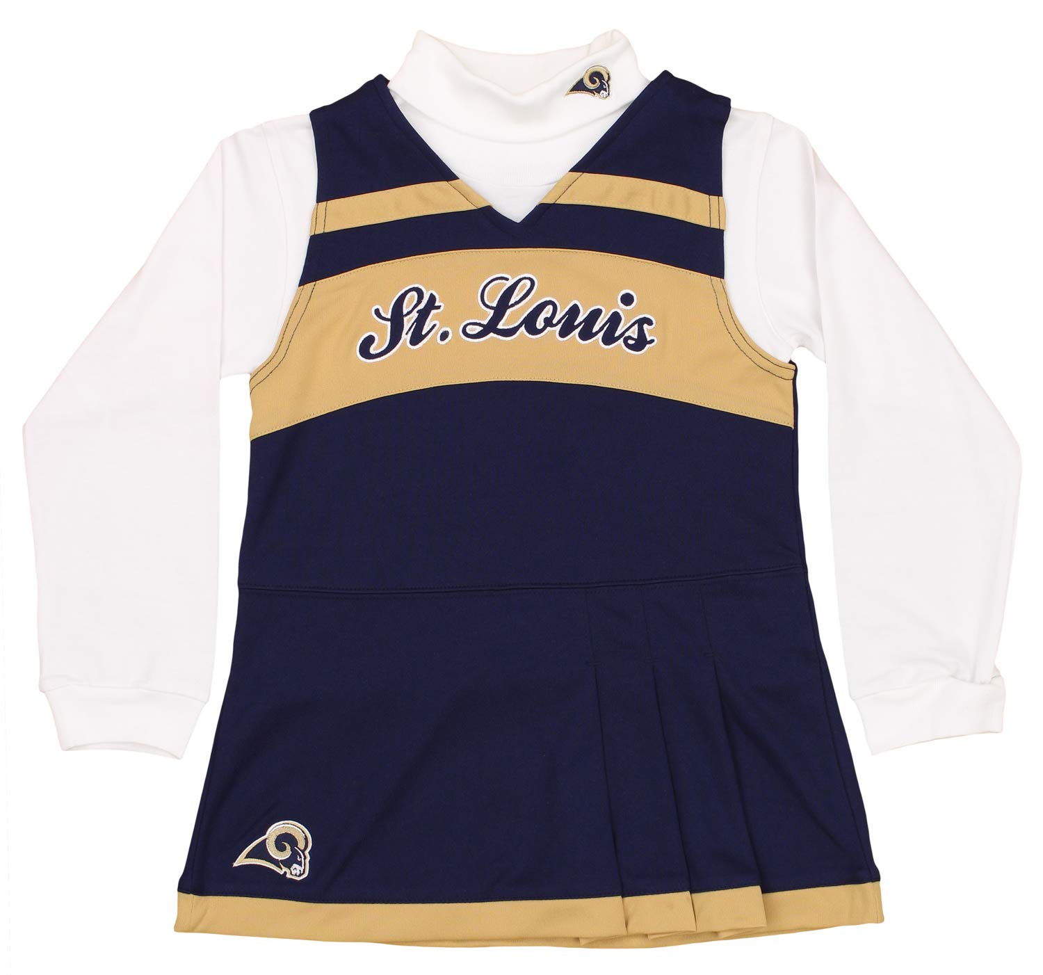 Outerstuff NFL St. Louis Rams Girls Cheer Jumper Dress with Turtleneck Set, Small, DK Navy