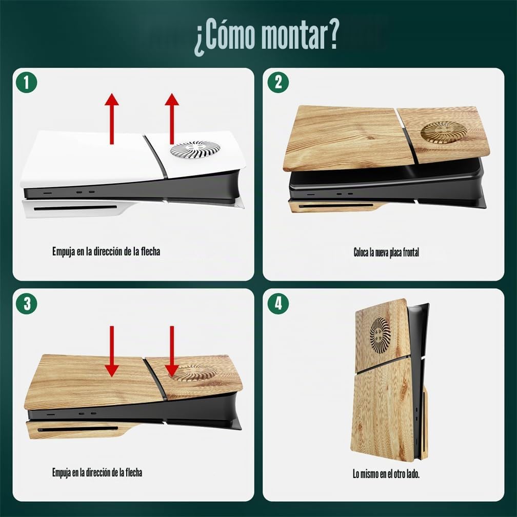 LiLiTok Funda protectora para PS5 Slim Faceplates, placa de repuesto para piel, resistente al polvo, carcasa ABS para Playstation 5, accesorios delgados 2023 (versión de disco de grano de madera)
