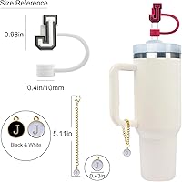 Vista 41 de Velaco 4 PCS Initial Letter Charm Accessories and Straw Cover Pack- Chains with Initial Letter for Stanley 20 30 40 oz Tumbler with Handle