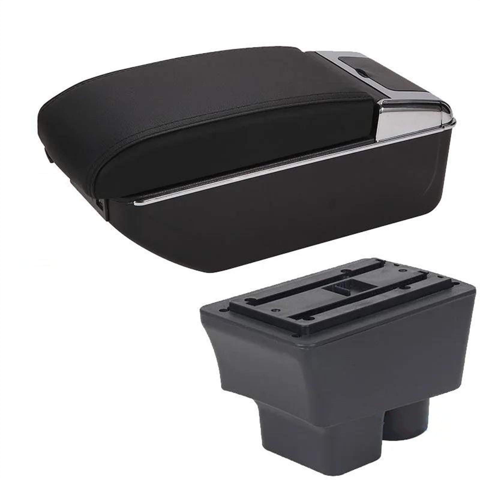 NMJLQW Storage Rack Car Armrest Box Retrofit Parts Storage Box Interior Parts Car Accessories For Fabia 2 2008-2014(B2 Black black 7USB)