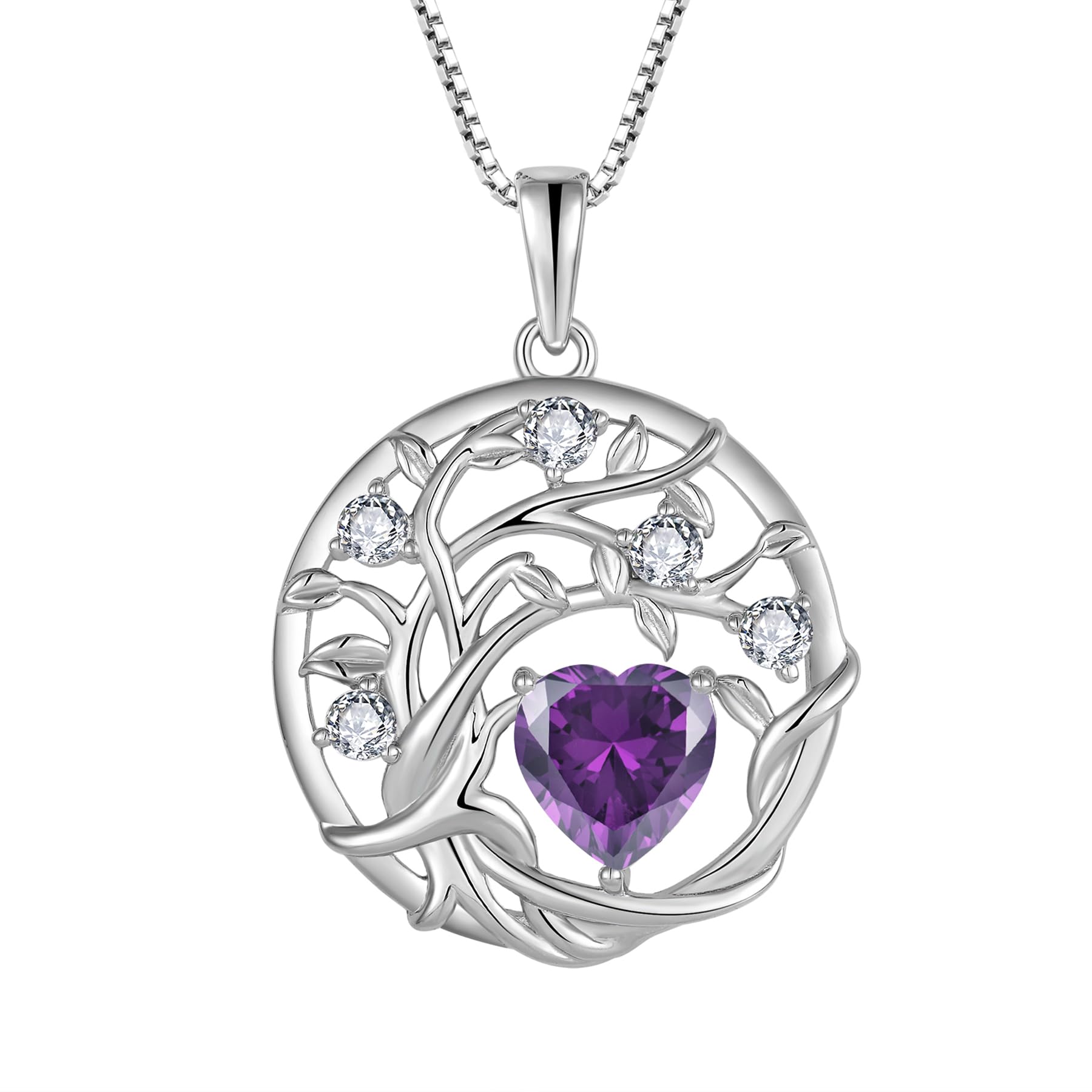 FJ Lebensbaum Kette Damen 925 Sterling Silber Baum des Lebens Halskette Anhänger Geburtsstein Schmuck Geschenke für Frauen