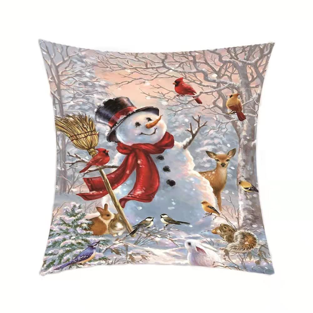 クリスマスクッションカバー雪だるまスノーマン冬定番シンプル人気かわいいインテリア クリスマスクッションカバー雪だるまスノーマン冬定番シンプル