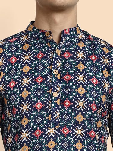 Image of Vardha Men's Cotton Printed Short Kurta with Comfortable Fit and Simple Style and Regular Look | Kurta for Men