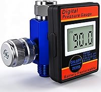 LE LEMATEC DAR01B Digital Air Pressure Regulator with LED Gauge, 1/4 NPT, 0-160 PSI for HVLP Spray Guns, Air Tools & Compressors