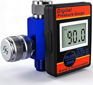 LE LEMATEC DAR01B Digital Air Pressure Regulator with LED Gauge, 1/4 NPT, 0-160 PSI for HVLP Spray Guns, Air Tools & Compressors