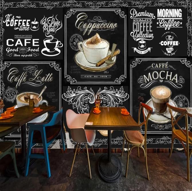 Papier peint photo mural effet 3D tableau noir pour décoration restaurant rétro