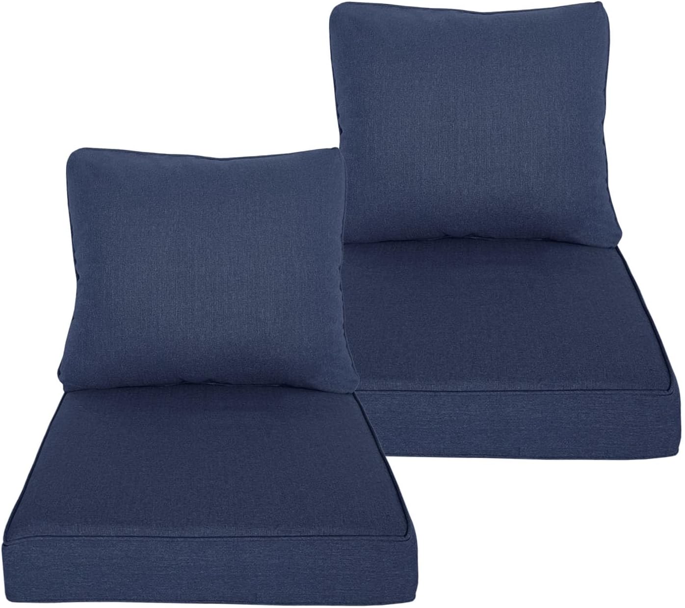 24x24 inch Outdoor/Indoor Deep Seat Patio Cushions Set of 2 Deep Seat Bottom Resilient Foam Filling With Ties&Zipper Water Repellent Abrasion-Resistant UV Resistant Weather Resistant Midnight