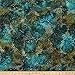 Textile Creations Indian Batik Cascades Dots Teal Fabric By The Yard, Teal/Green