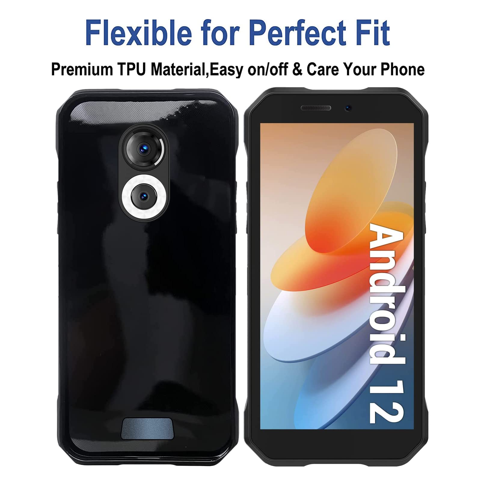 ZXLZKQ Custodia per Doogee S61 (6.00 Pollice) + 4 PCS Pellicola Protettiva Vetro Temperato, Antiurto TPU Ultra Sottile Morbida Silicone Nero Case Cover per Doogee S61 - Nero