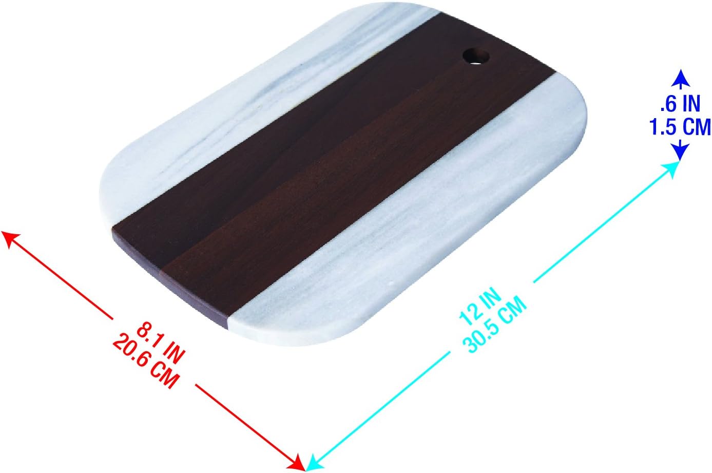 Creative Product Pfaltzgraff Marble and Acacia Wood Cheese Serving Board, 12, Assorted