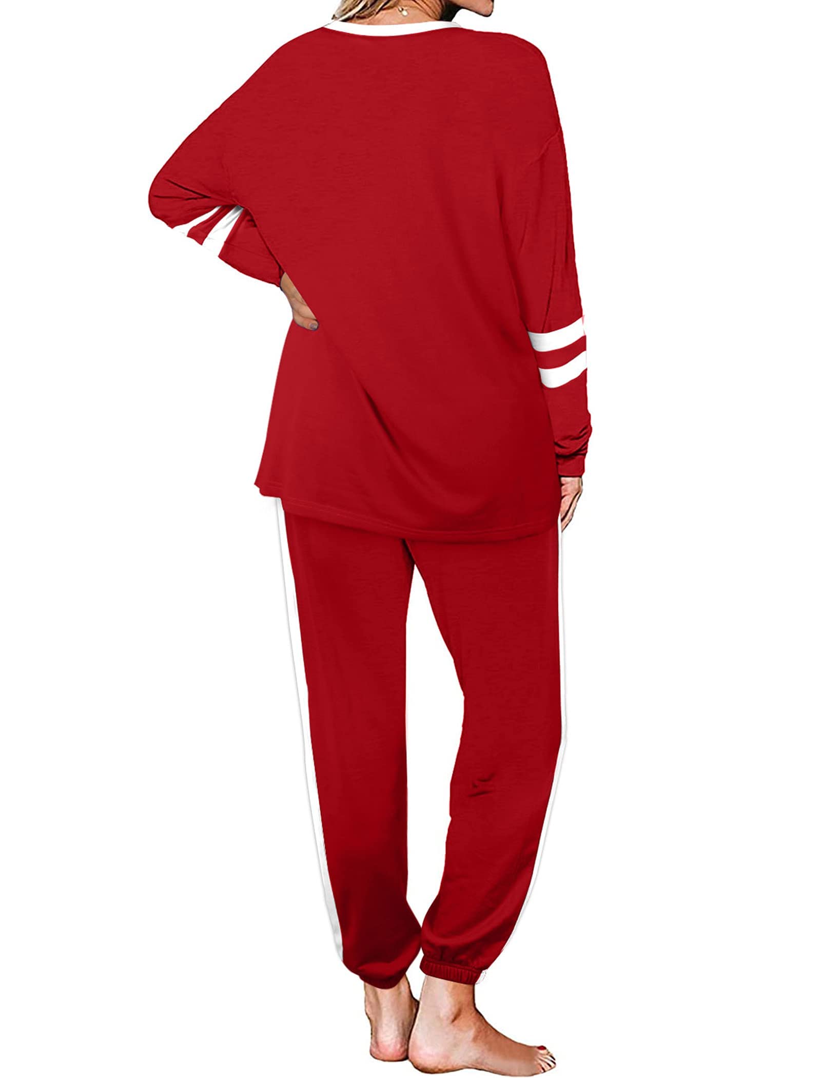 Desol Chándal para mujer de dos piezas, pantalones de chándal rojos con suéter, atuendo para el día de San Valentín, para deportes, casa y salir, color rojo, S