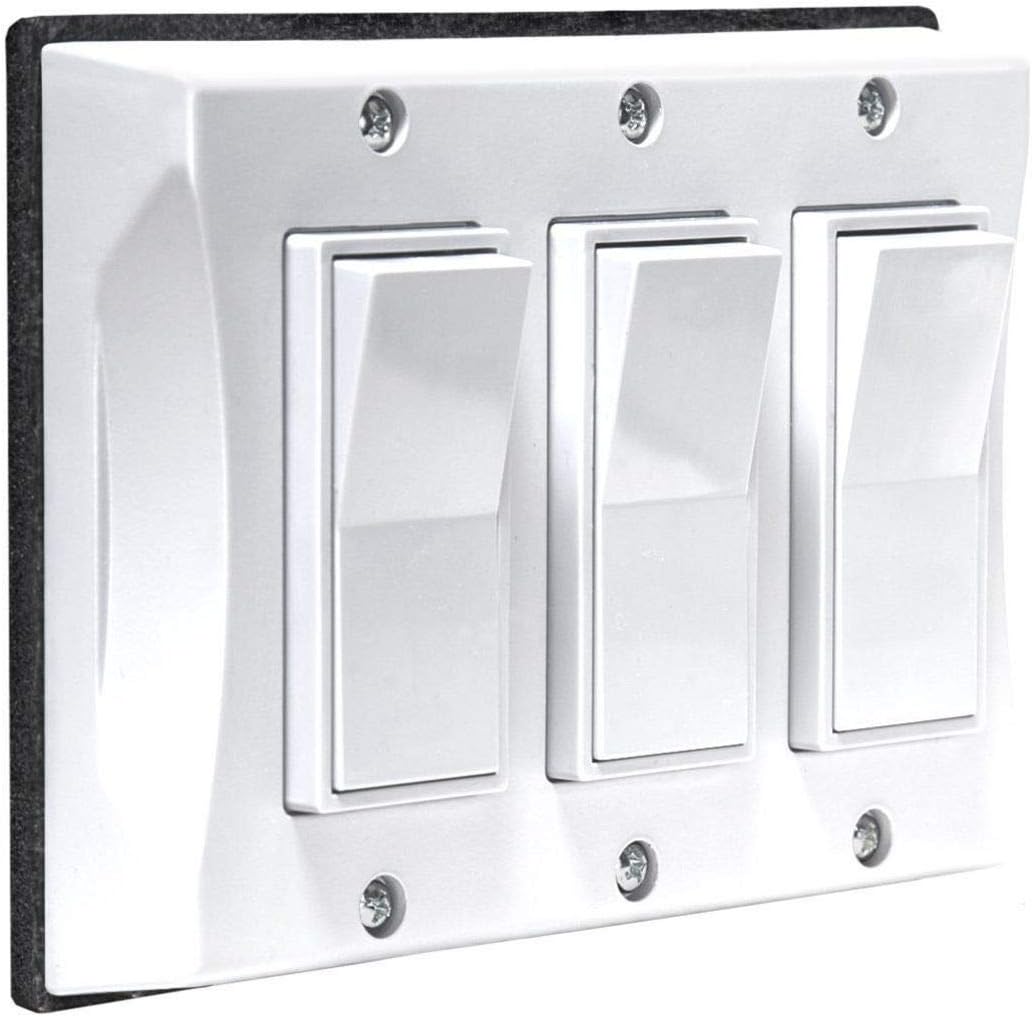BELL 3-Gang White Decorator Switch Weatherproof Light Switch Cover 5129-1, Outdoor Rocker Switch Cover, Scratch-Resistant Polycarbonate Weatherproof Cover