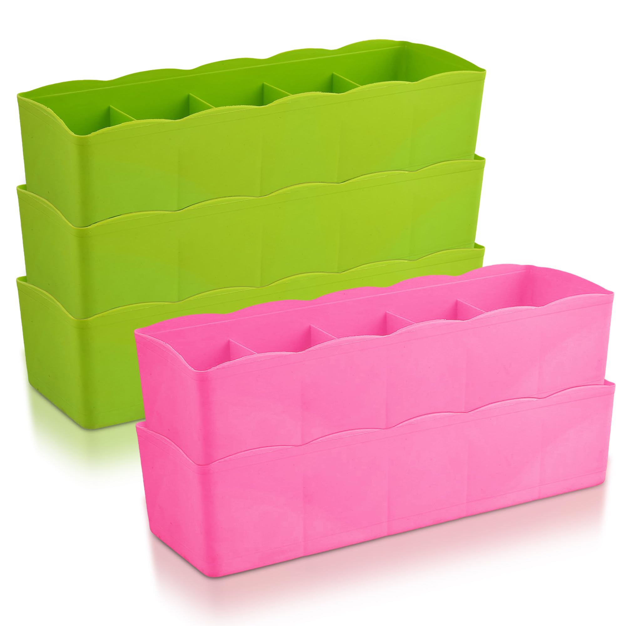 Kuber Industries Drawer Organizer | Plastic Undergarment Organizer for Socks-Ties | Stackable Drawer Divider Box | Closet Storage Box | 5 Grid Stationery Organizer | Pack of 5 | Multi (B0CNP8G1NK) Amazon Price History, Amazon Price Tracker