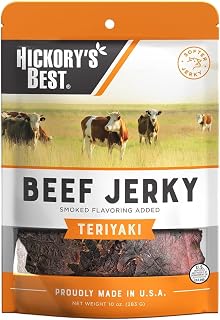 Hickory's Best Teriyaki Beef Jerky 10 oz (Pack of 1) | Soft & Tender| High Protein | Low Fat | Zero Trans Fat | No MSG | USA Made | Resealable Bag | USA Made by Enjoy Gourmet Foods