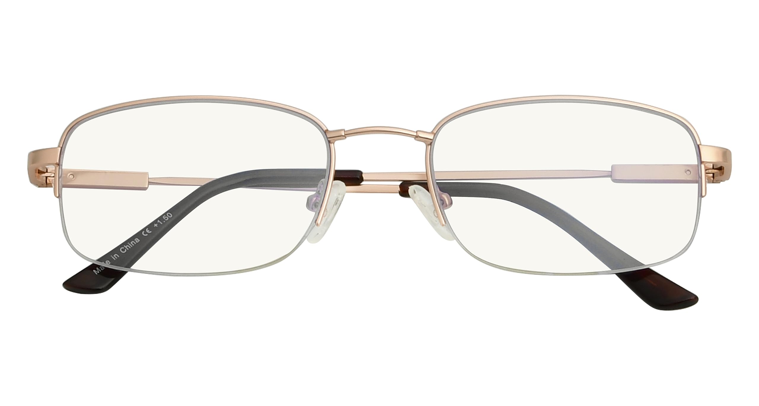 BFOCO Half-Rim Progressive Reading Glasses for Women Men,Blue Light Blocking Multifocus Glasses with Spring Hinge Readers(Gold 1.50)