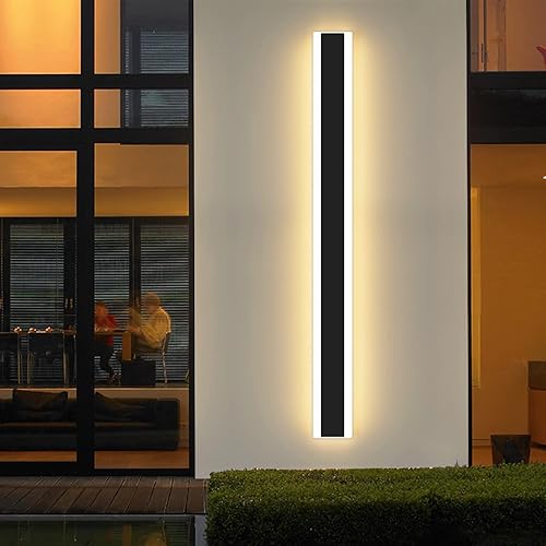 Moderna lámpara de pared para exteriores de 39 pulgadas, 3000k4500k6000k, 3 cambios de color, accesorios de iluminación exterior negra para montaje