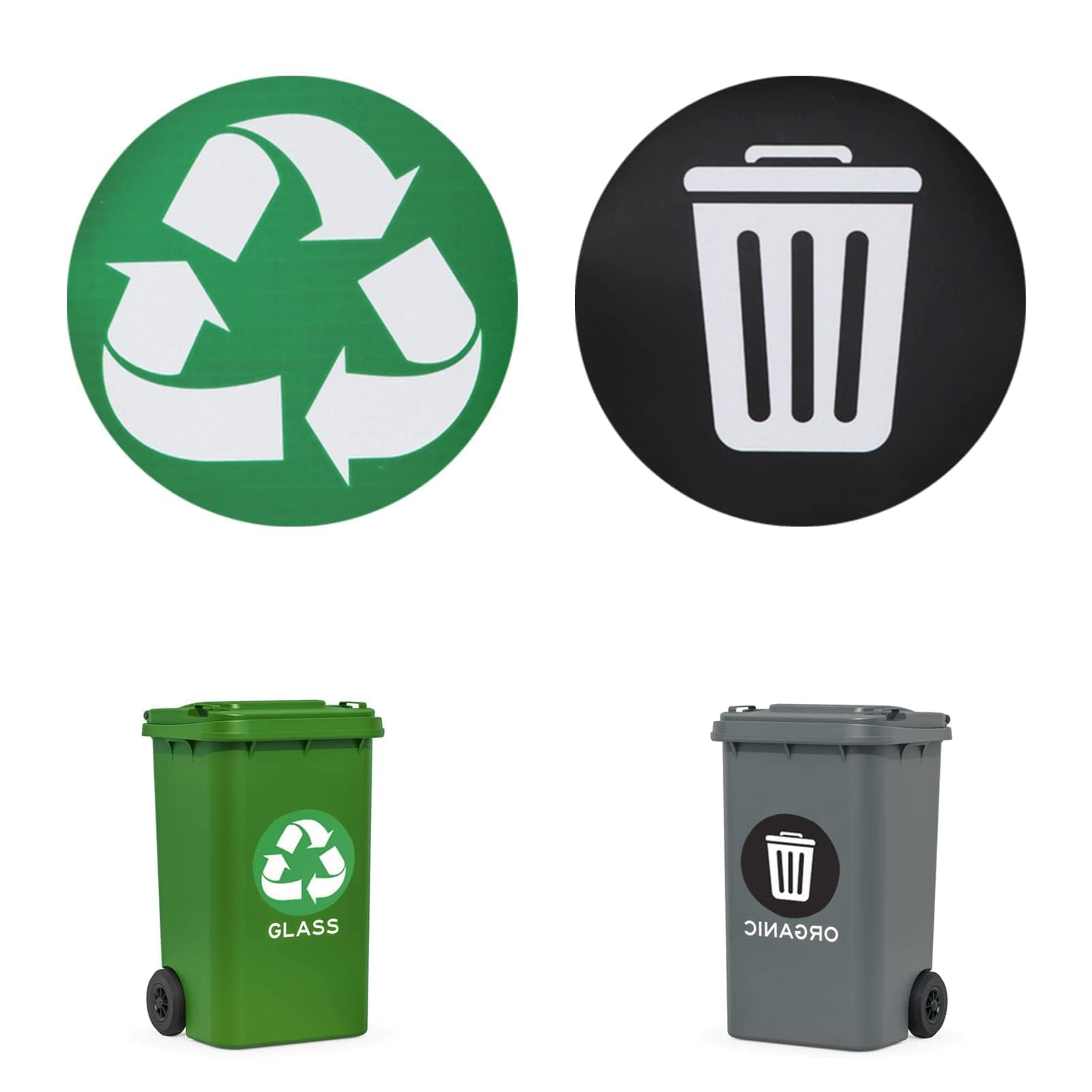 Autocollant de Recyclage HERCHR, Pack de 18 Autocollants Vinyle pour Poubelle Intérieur Extérieur