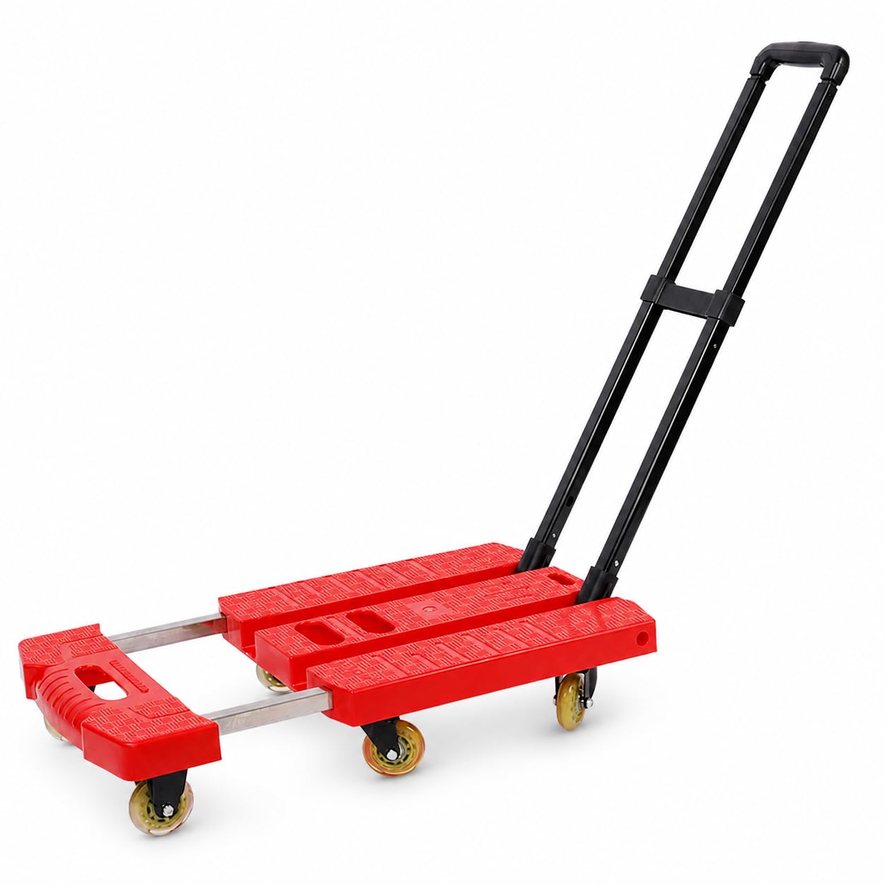 Sack klappbar 200 kg Tragkraft – Transportwagen klappbar für Gepäck und Einkauf, Rot, 6 Räder