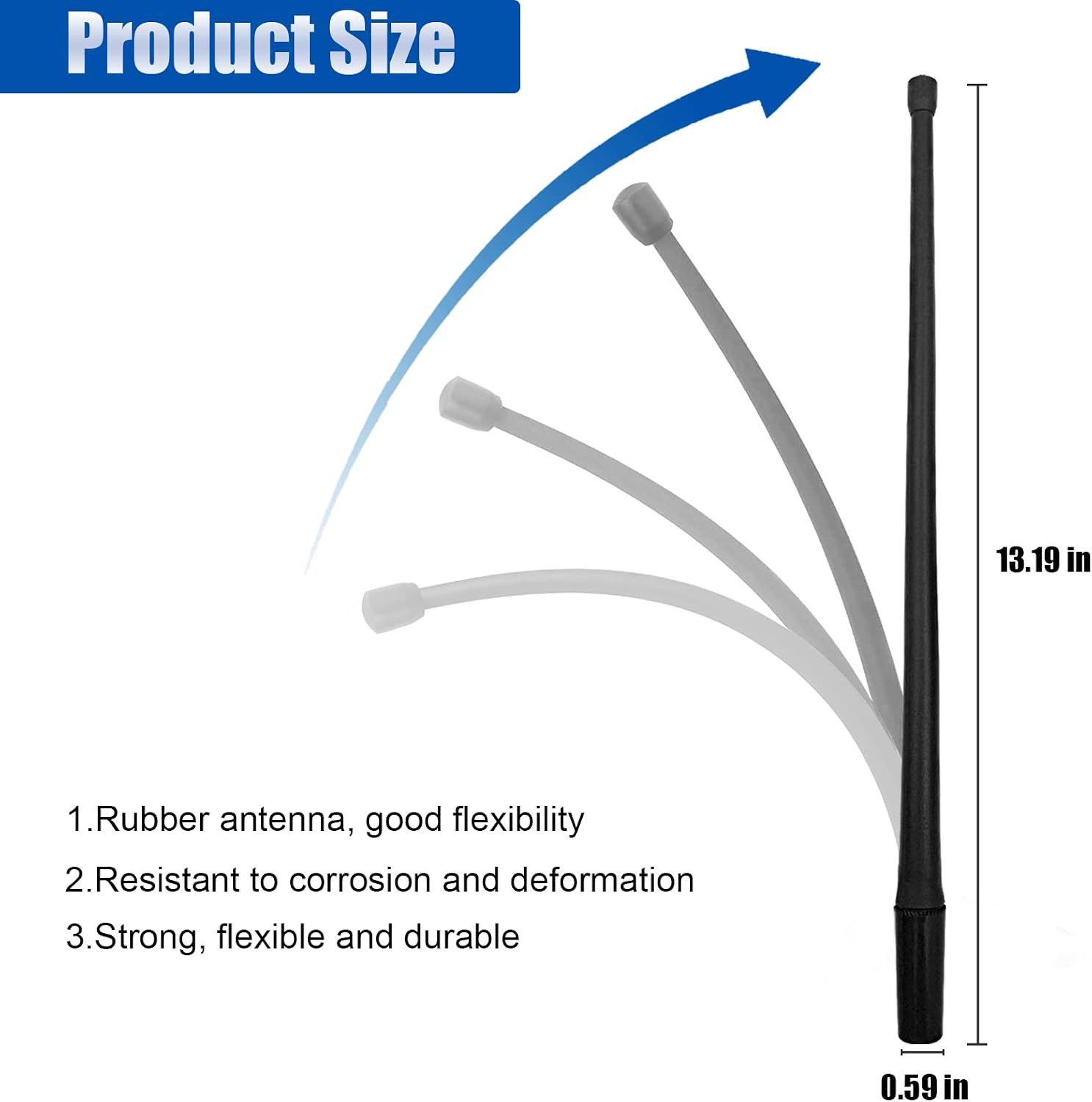 13 Inch Flexible Rubber Antenna Replacement for Wrangler JK/JL, Chevy Silverado & GMC Sierra Denali, Ford 150 (2009-2022) Most Car Models