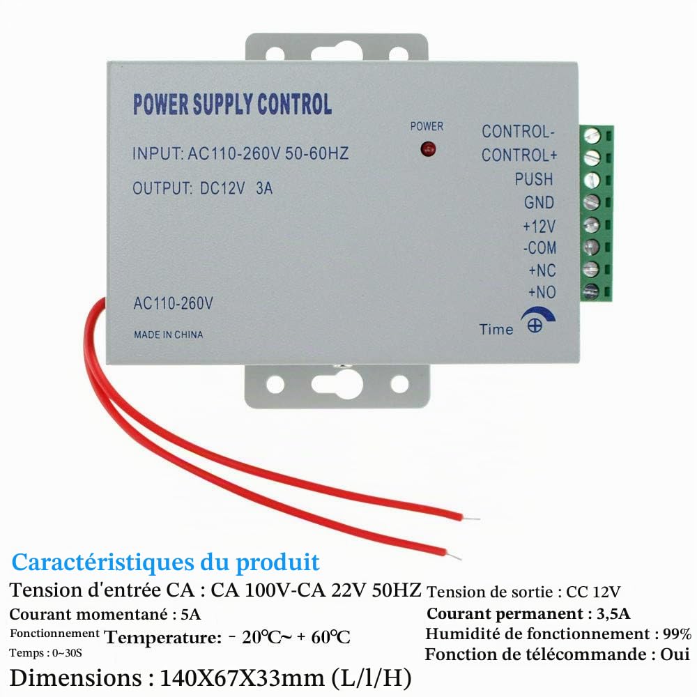 NN99 Kit de système de contrôle d'accès de Porte RFID IP68 Clavier étanche Clavier avec verrou de gâche électrique + Alimentation DC12V 3A + 10 pcs Puce clés