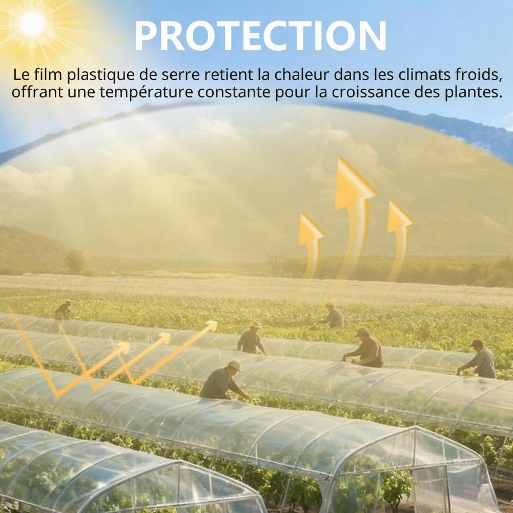 Bâche Transparente, 2*10 M Clair Jardin Grandir Couverture, Bache pour Serre, Film Polyéthylène pour Couvrir Les Jardin, Légumes und Tomate