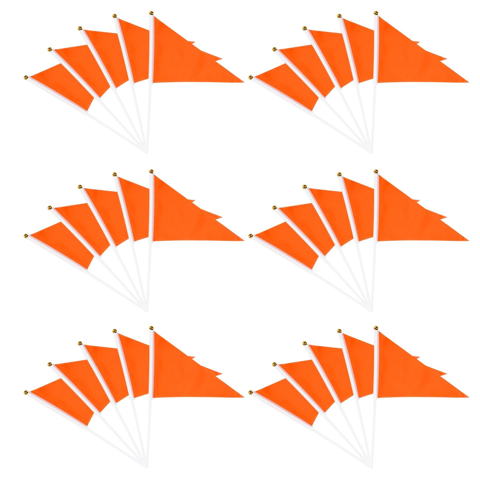 YELARXI Handheld Triangle Flag, Pennant Flags on Sticks Flags Small Mini Solid Blank Hand Held 15Pcs & Orange - Fit for (DIY Graffiti/Cheerleading/Party Events Celebration)