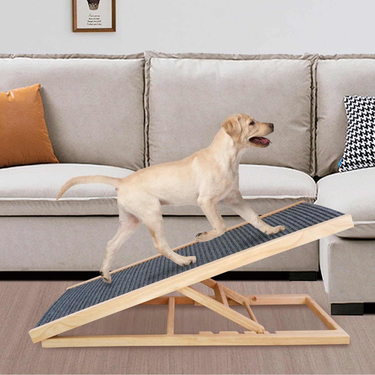 Rampa ajustable para mascotas para todos los perros y gatos, rampas plegables de madera portátiles para perros, para coche, SUV, sofá, para camas altas, altura ajustable, rampa resistente para