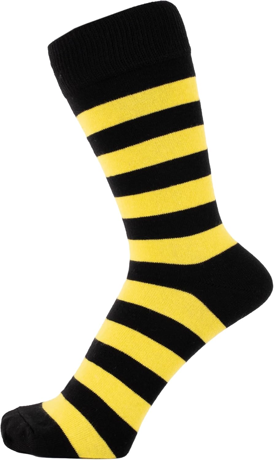 ZAKIRA Finest Combed Cotton Striped Dress Socks for Men, Women