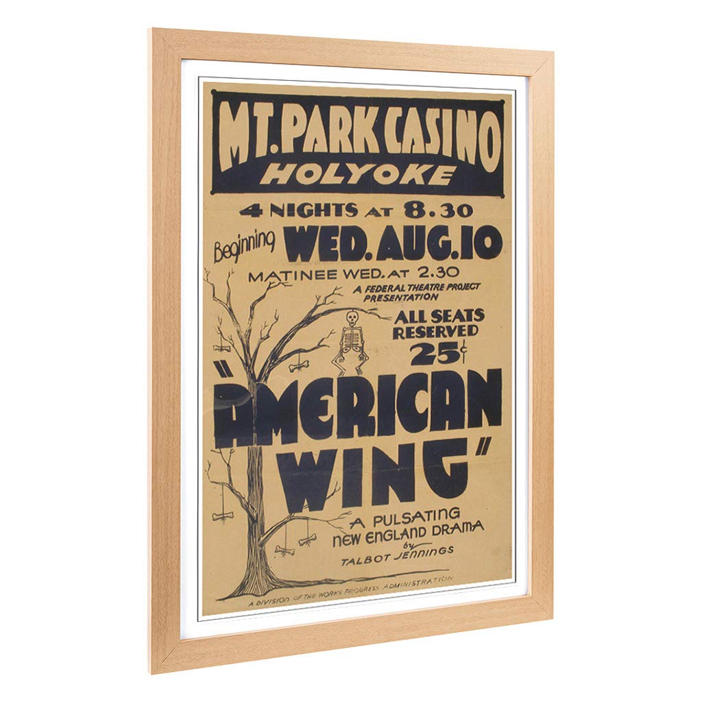 Big Box Art Framed Print of Vintage WPA Poster American Wing Design | Wall Art Picture | Home Decor for Kitchen, Living Room, Bedroom, Hallway, Oak, A2 / 24.5x18 Inch / 62x45cm